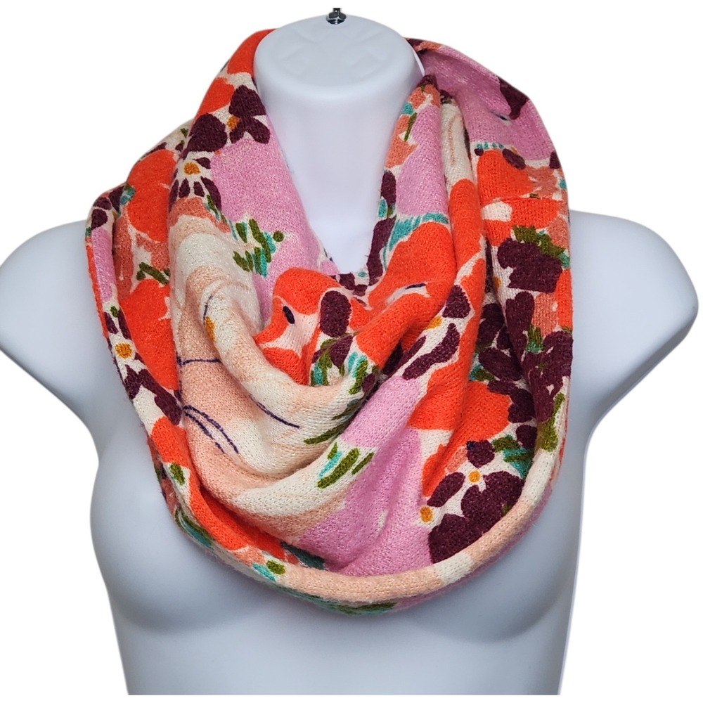 Anthropologie Madison 88 Infinity Scarf Wool Blend OS Floral